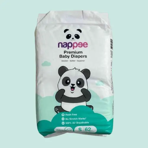 Photo 1 of 2 - ECOBABI - S Size (Pack of 62) Premium Cotton Disposable Diapers (TAPE TYPE) - 4 to 8 Kgs | ECOBABI® Cotton Diapers for New Borns
