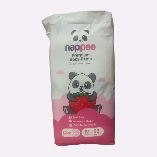 Photo 1 of 5 - ECOBABI - M Size (Pack of 56) Premium Cotton Disposable Diapers (PANT TYPE) - 6 to 11 Kgs | ECOBABI® Cotton Diapers for New Borns