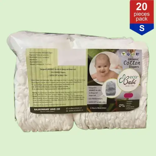 Photo 2 of 2 - ECOBABI - S SIZE (TAPE STYLE) Organic Cotton Disposable Diapers | ECOBABI® Cotton Diapers for New Borns