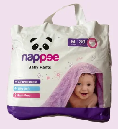 Photo 1 of 2 - Nappee Economy Baby Pants Size M (6-11 kgs) - 50 Count | Air Breathable, Silky Soft, and Rash Free Diapers for Ultimate Comfort and Protection | Quality Baby Diaper Pants | ECOBABI® Cotton Diapers for New Borns