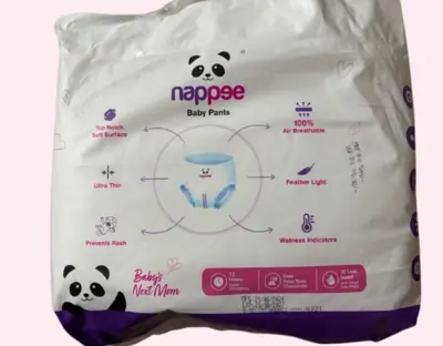 Photo 2 of 2 - Nappee Economy Baby Pants Size M (6-11 kgs) - 50 Count | Air Breathable, Silky Soft, and Rash Free Diapers for Ultimate Comfort and Protection | Quality Baby Diaper Pants | ECOBABI® Cotton Diapers for New Borns